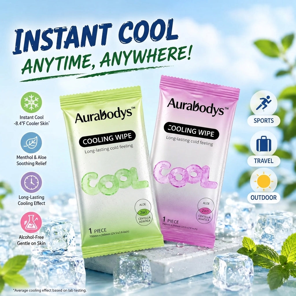Cooling Towels & XL Menthol Cooling Wipes for Summer Heat, Sports, Travel & Outdoor Relief