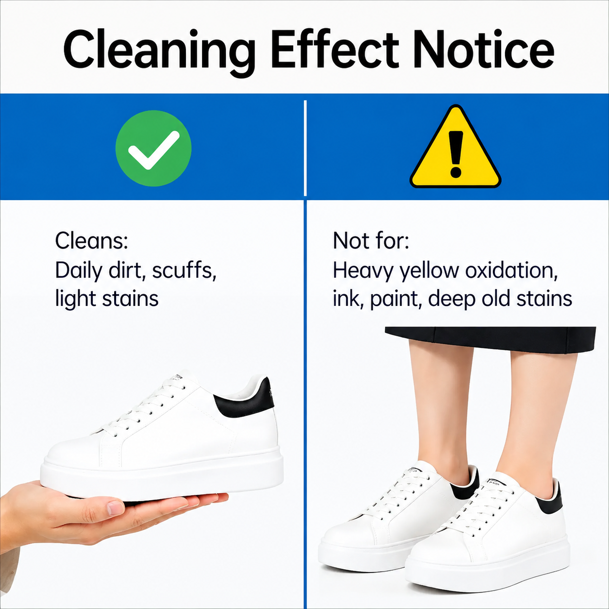 White Shoe Cleaner Cream Multipurpose No-Wash Solid Cleaner with Sponge