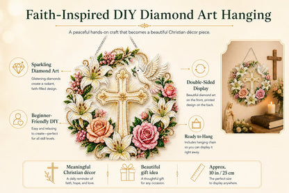 Christian Cross & Dove Diamond Art Hanging Ornament Kit