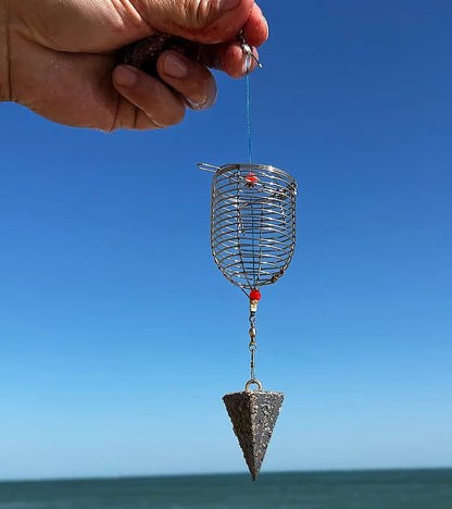 Stainless Steel Fishing Bait Cage Feeder 3-Piece Set – Durable Fish Attracting Rig Attachment