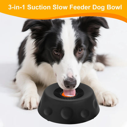 3-in-1 Suction Slow Feeder Dog Bowl with Treat Ball