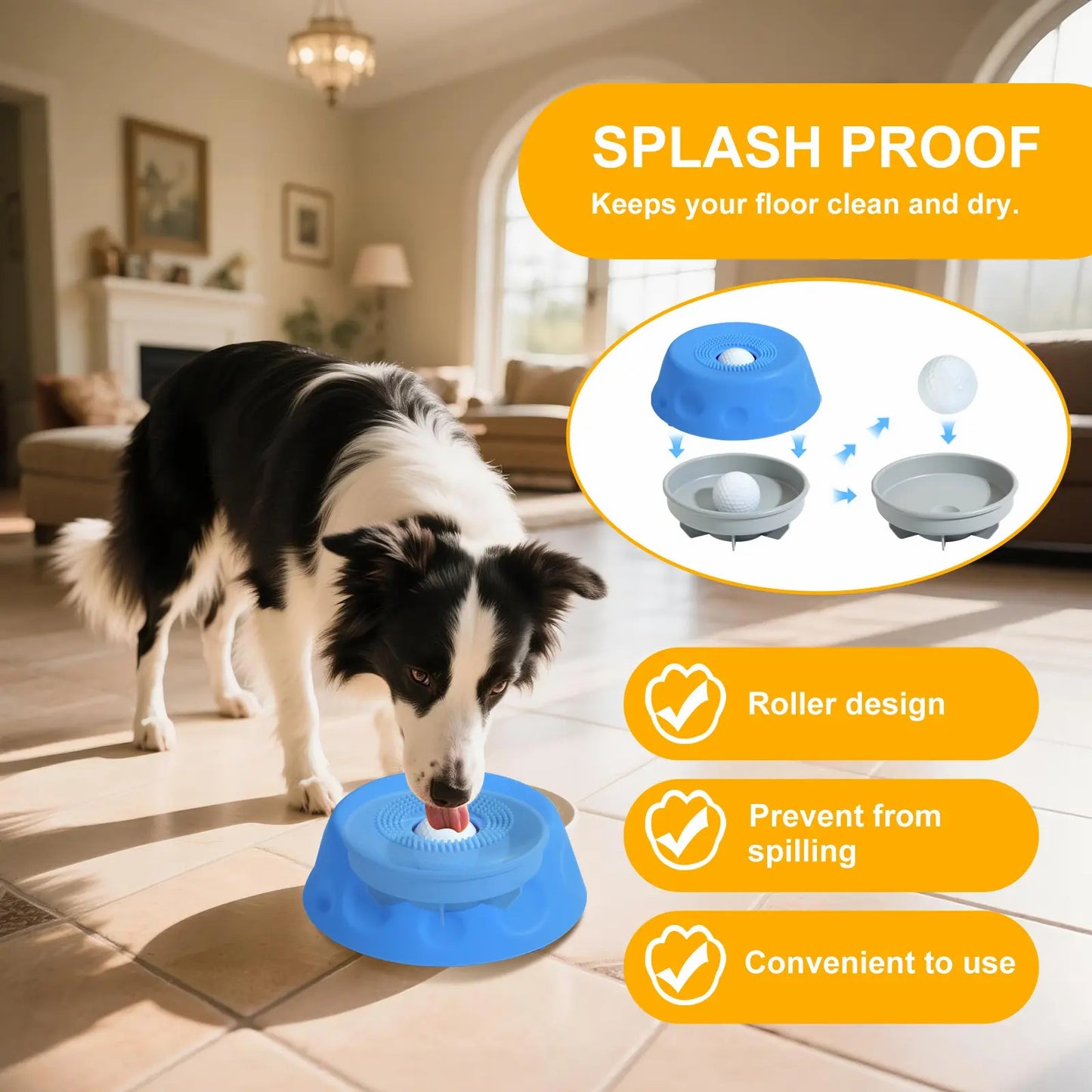 3-in-1 Suction Slow Feeder Dog Bowl with Treat Ball