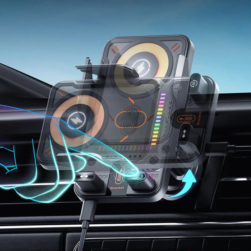 Cyberpunk Transparent Wireless Car Charger Mount