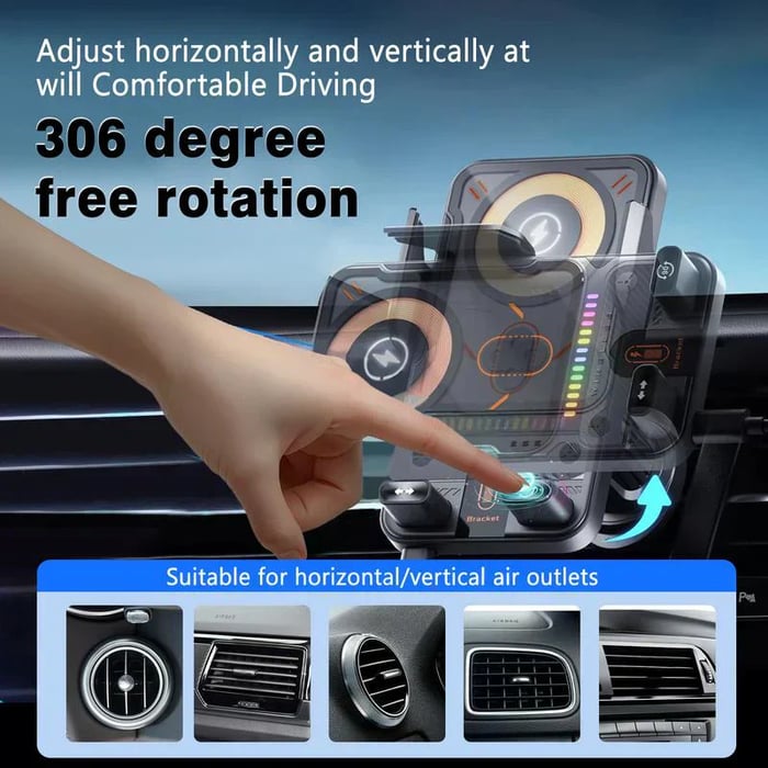 Cyberpunk Transparent Wireless Car Charger Mount