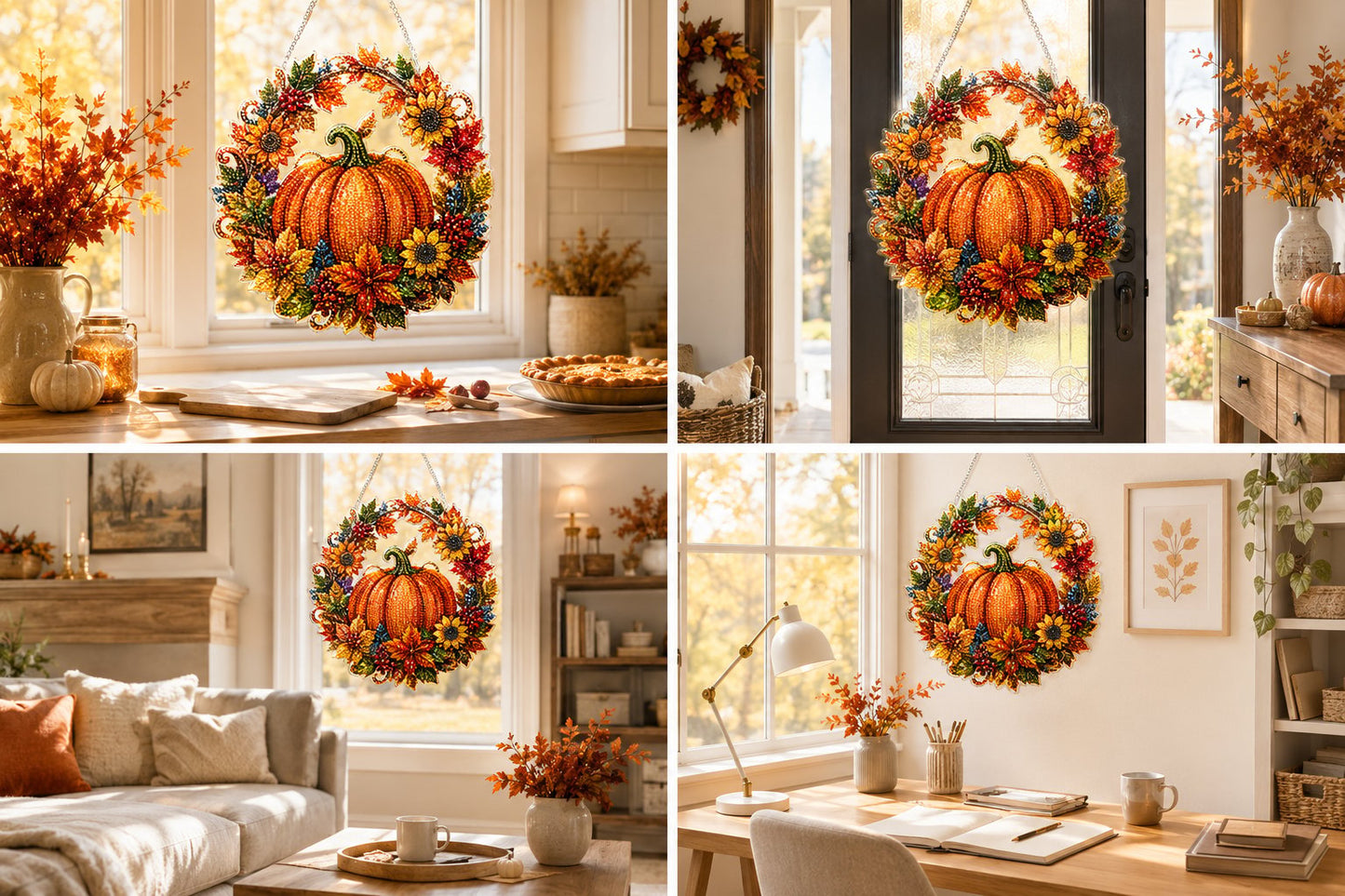 Autumn Harvest Pumpkin Diamond Art Hanging Ornament Kit