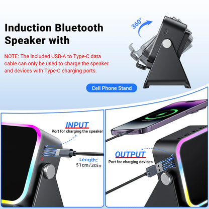 5-in-1 Wireless Speaker Phone Stand with Power Bank