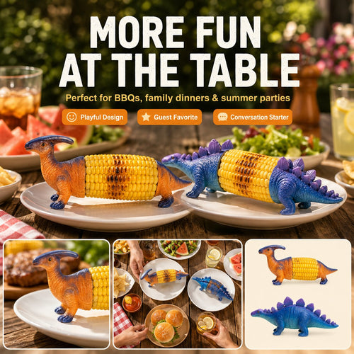 Dinosaur Corn Cob Holders with Stainless Steel Prongs