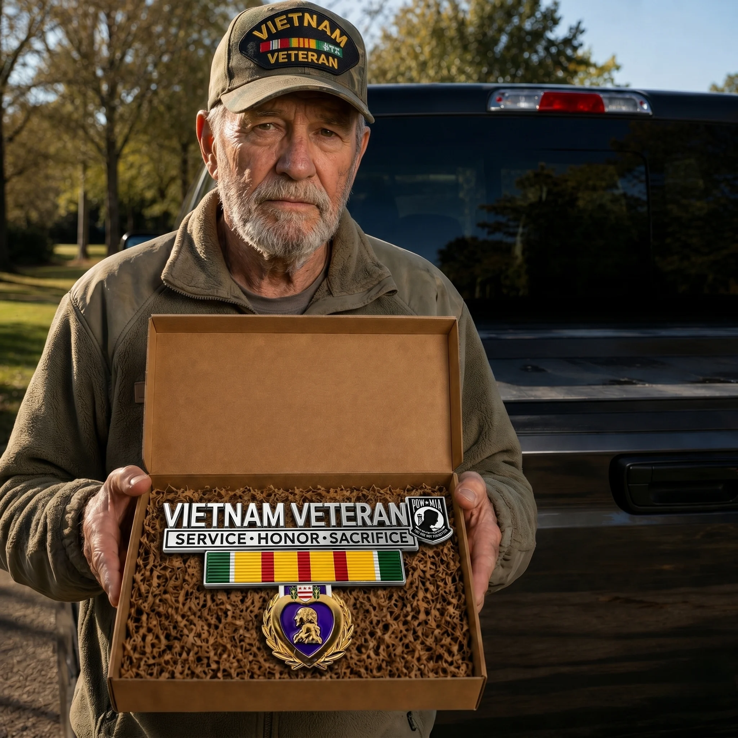 🎖️- Vietnam Veteran Tribute Car Emblem Metal Badge