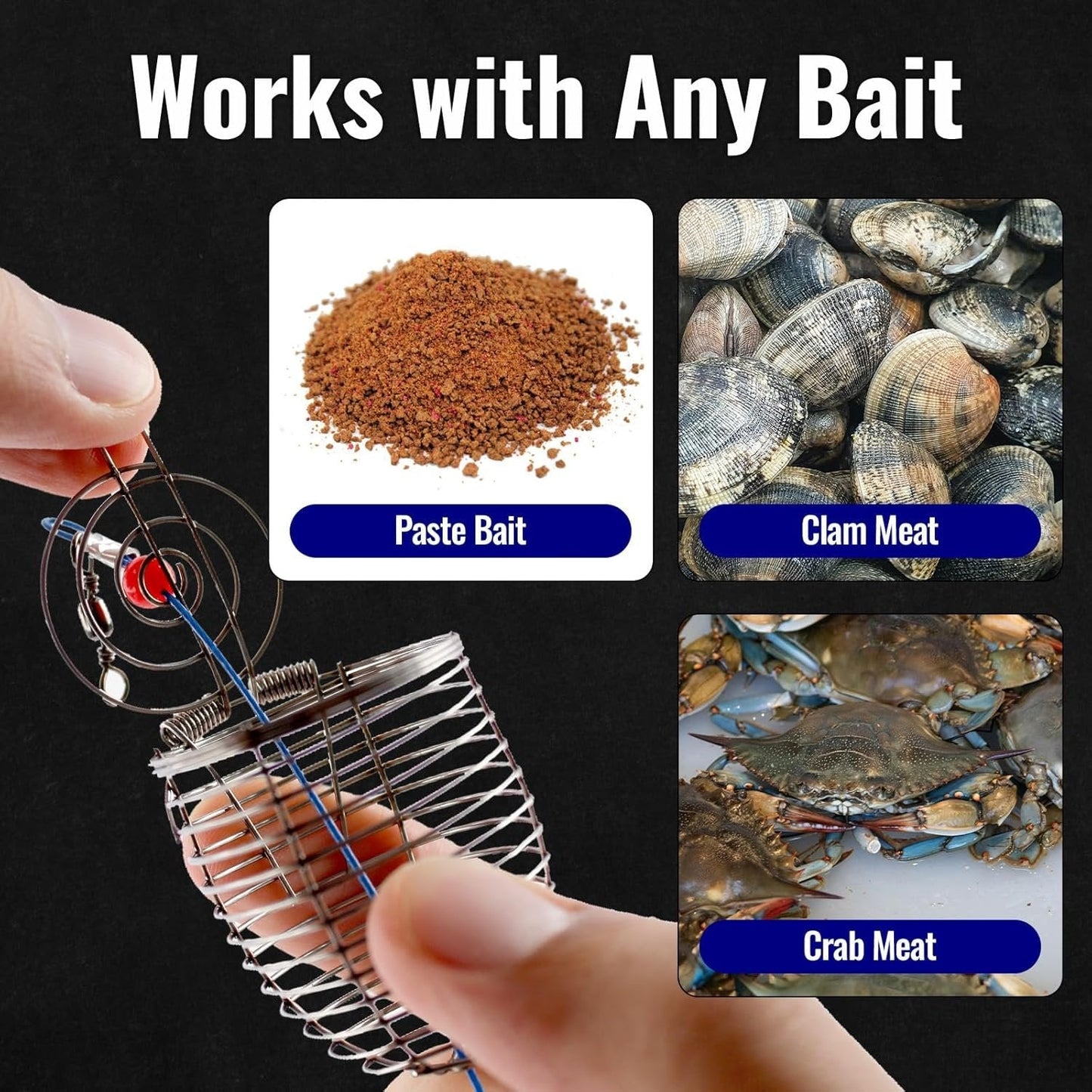 Stainless Steel Fishing Bait Cage Feeder 3-Piece Set – Durable Fish Attracting Rig Attachment