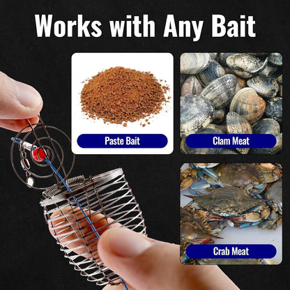 Stainless Steel Fishing Bait Cage Feeder 3-Piece Set – Durable Fish Attracting Rig Attachment