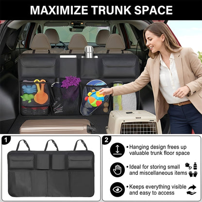 Car Trunk Organizer – Hanging Storage with 8 Pockets for SUVs & Trucks