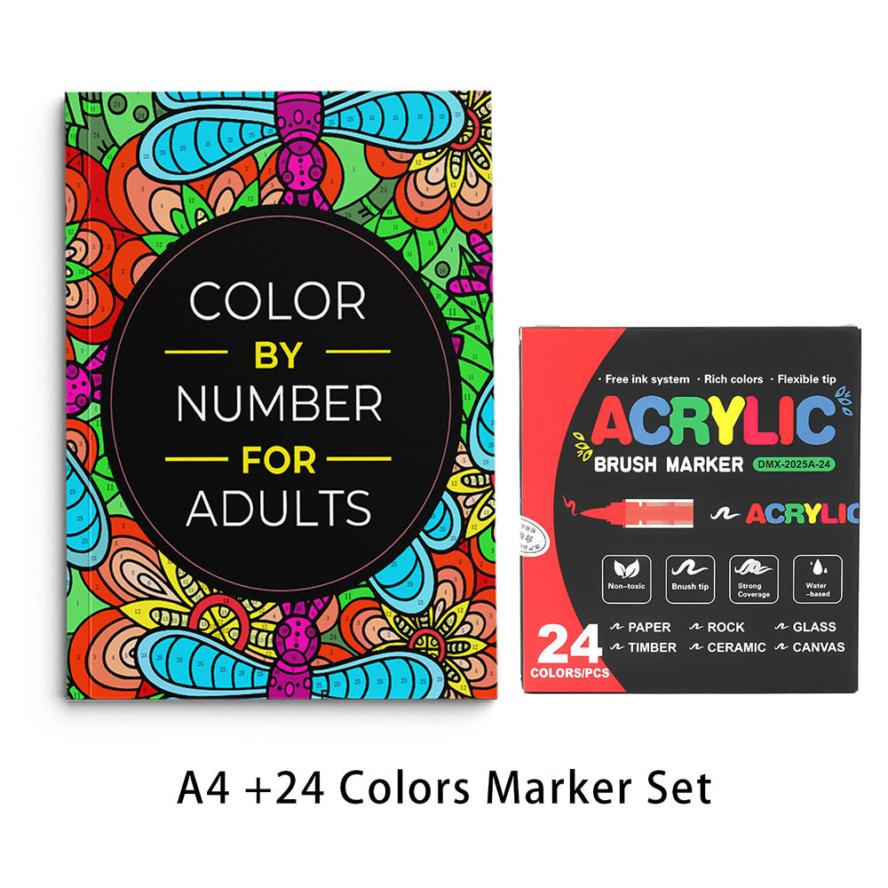 Color By Number Art Book with 75 Beautiful Relaxing Adult Coloring Pages for Stress Relief