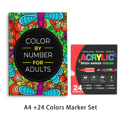 Color By Number Art Book with 75 Beautiful Relaxing Adult Coloring Pages for Stress Relief