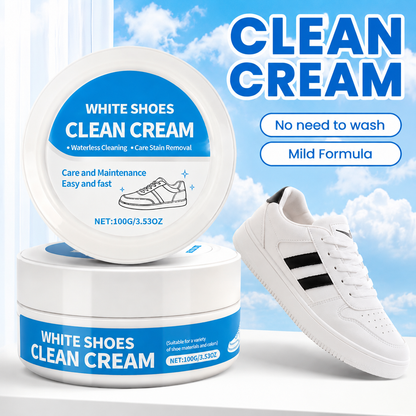 White Shoe Cleaner Cream Multipurpose No-Wash Solid Cleaner with Sponge
