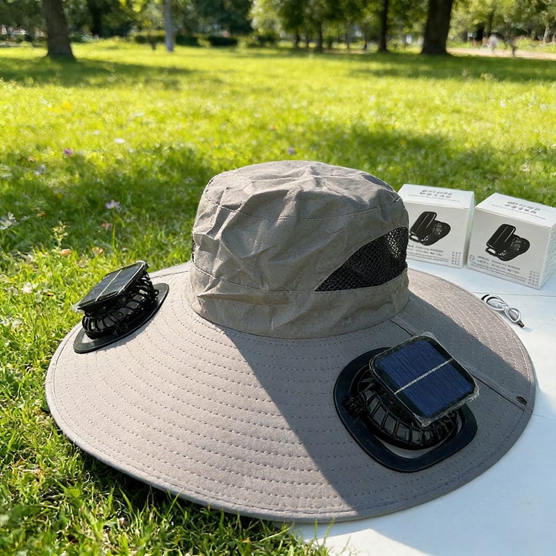 Dual Solar/USB Powered Fan Safari Hat
