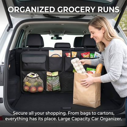 Car Trunk Organizer – Hanging Storage with 8 Pockets for SUVs & Trucks