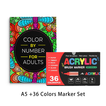 Color By Number Art Book with 75 Beautiful Relaxing Adult Coloring Pages for Stress Relief