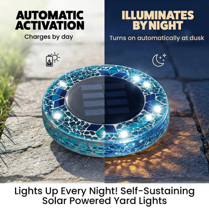 4/8 Pack Solar Outdoor Mosaic Disk Lights, Waterproof Decorative Pathway LED Light