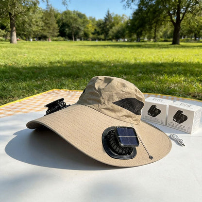 Dual Solar/USB Powered Fan Safari Hat