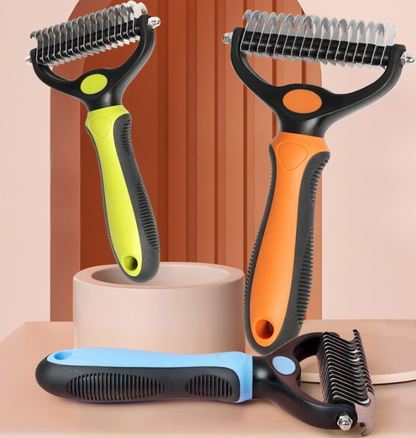 2-in-1 Pet Grooming Rake – Detangle, Deshed & Smooth Fur Easily