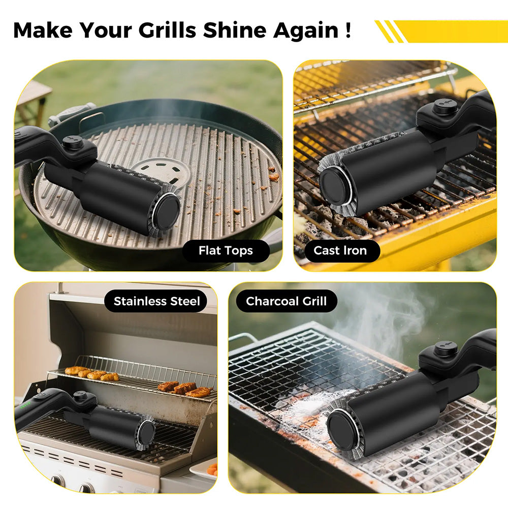 Electric BBQ Grill Brush with 7-Angle Adjustable Head