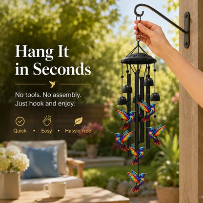 Retro Colorful Hummingbird Wind Chime