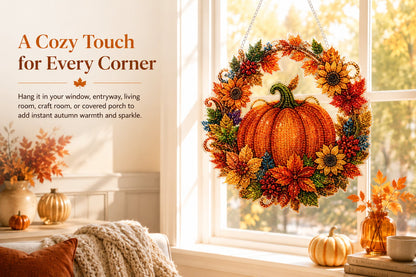 Autumn Harvest Pumpkin Diamond Art Hanging Ornament Kit