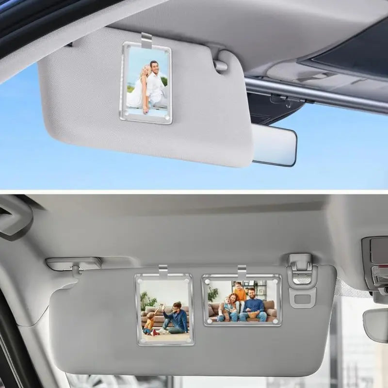 Magnetic Car Sun Visor Photo Clips Clear Acrylic Display Frames-3 Pack Car Picture Holder