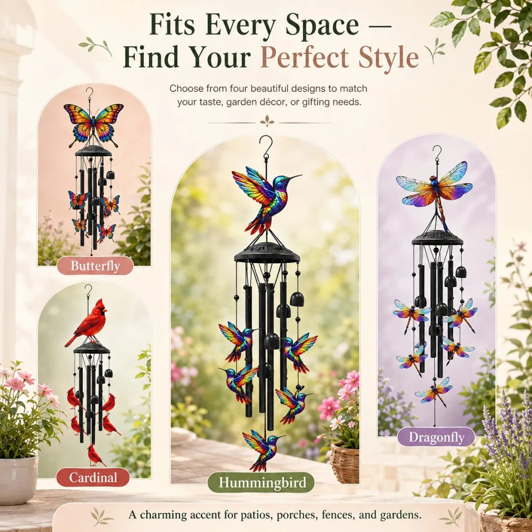 Retro Colorful Hummingbird Wind Chime
