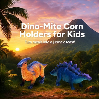 Dinosaur Corn Cob Holders with Stainless Steel Prongs