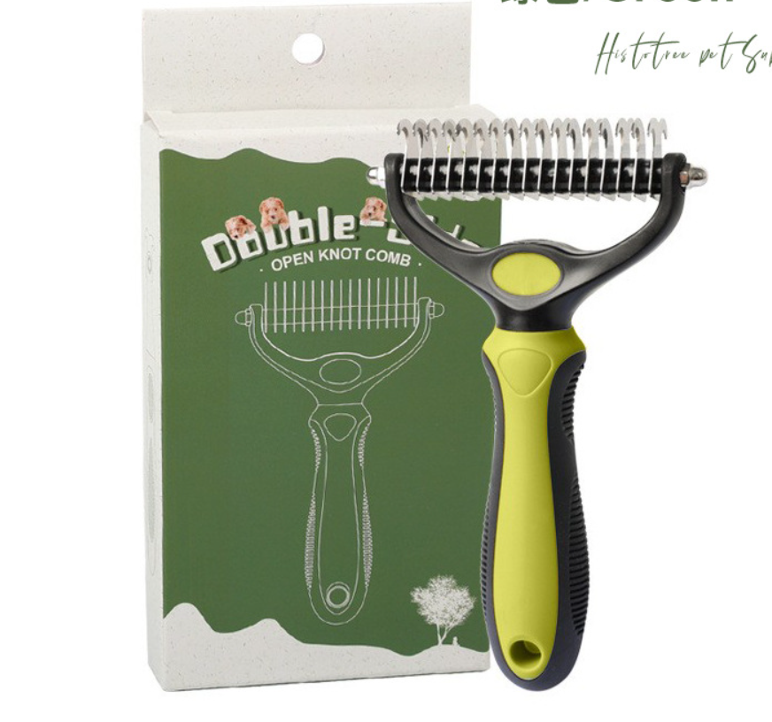2-in-1 Pet Grooming Rake – Detangle, Deshed & Smooth Fur Easily
