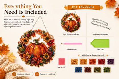 Autumn Harvest Pumpkin Diamond Art Hanging Ornament Kit