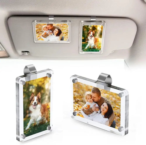 Magnetic Car Sun Visor Photo Clips Clear Acrylic Display Frames-3 Pack Car Picture Holder