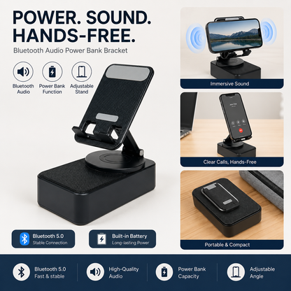 5-in-1 Wireless Bluetooth Phone Holder Speaker Stand Charger Rotating Portable