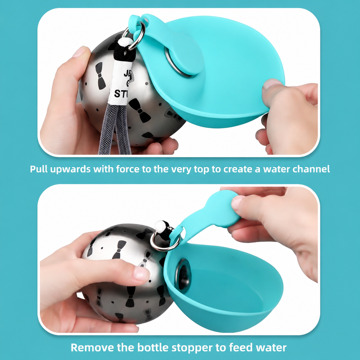 Foldable 304 Stainless Steel Dog Water Bottle Portable Pet Travel Drinking Cup