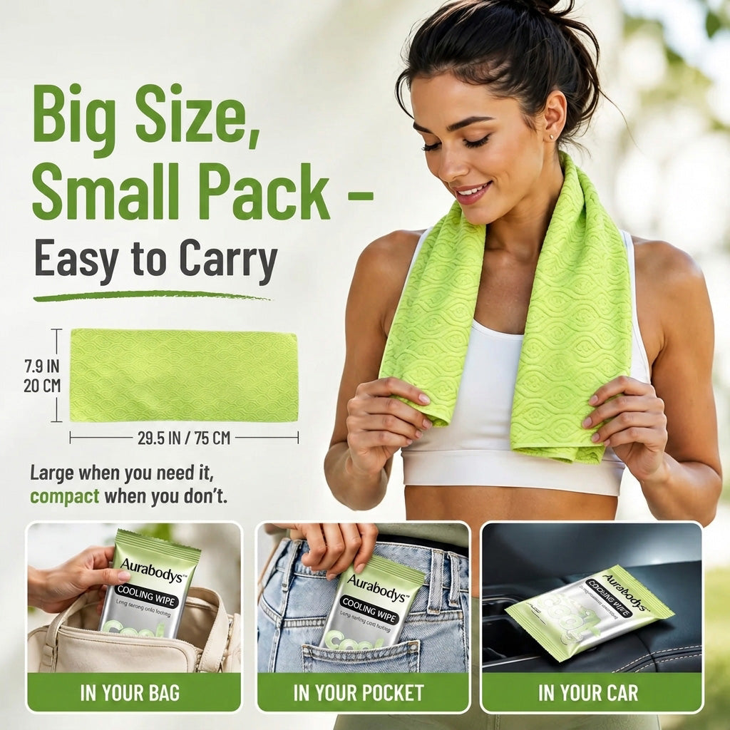 Cooling Towels & XL Menthol Cooling Wipes for Summer Heat, Sports, Travel & Outdoor Relief