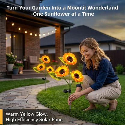 Glowing Solar Sunflower Lights for Garden & Patio Decor