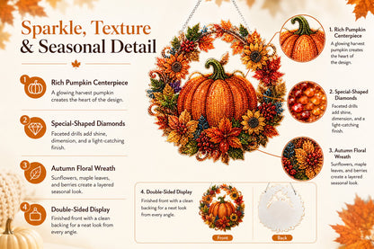 Autumn Harvest Pumpkin Diamond Art Hanging Ornament Kit