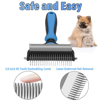 2-in-1 Pet Grooming Rake – Detangle, Deshed & Smooth Fur Easily