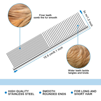 2-in-1 Pet Grooming Rake – Detangle, Deshed & Smooth Fur Easily