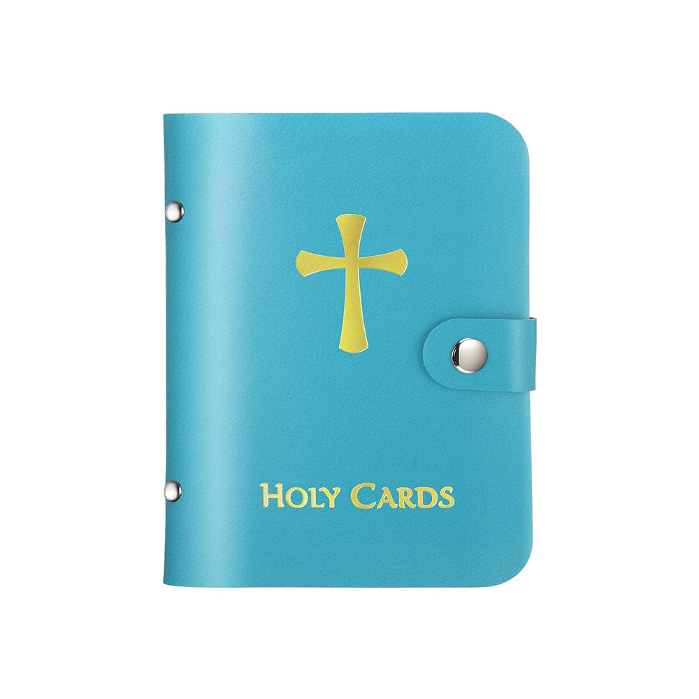 ✝️ Catholic Genuine Leather Holy Card Holder – Pocket Prayer Card Organizer with Snap Closure