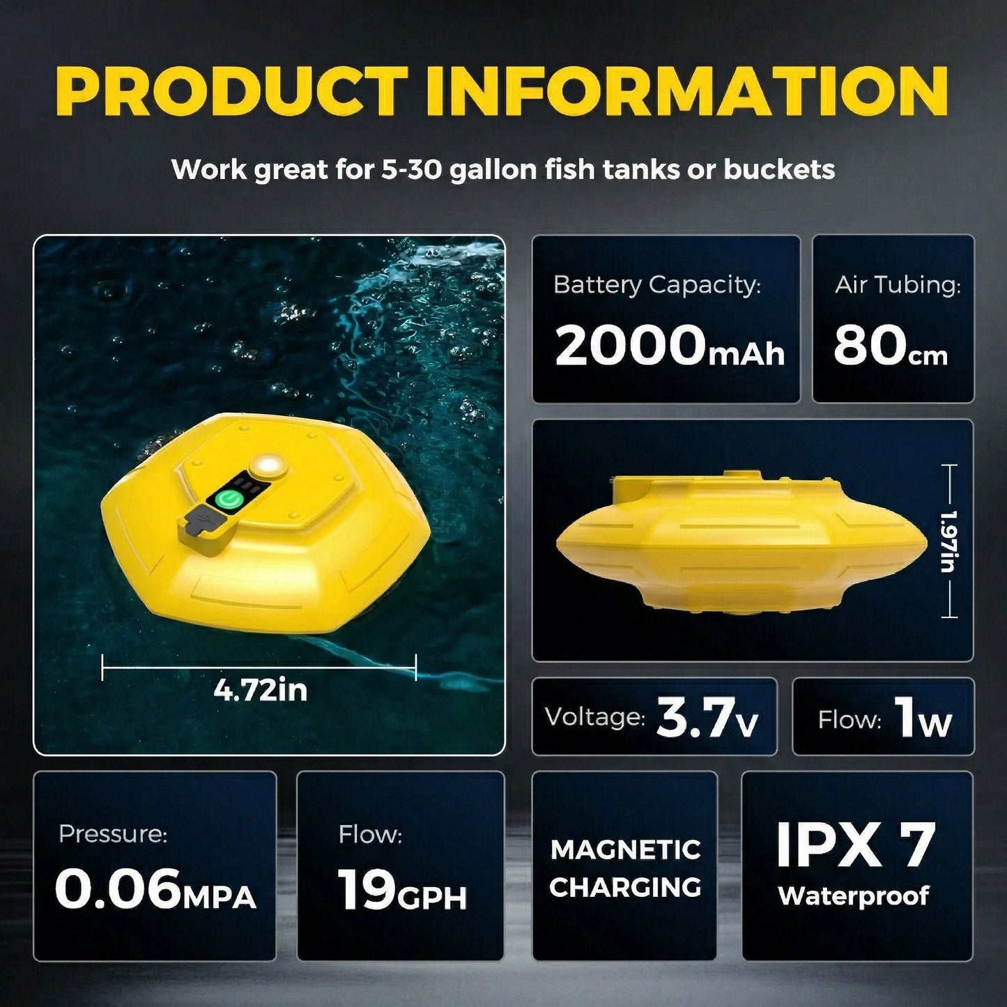 Portable Bait Aerator Pump – Rechargeable & Floating