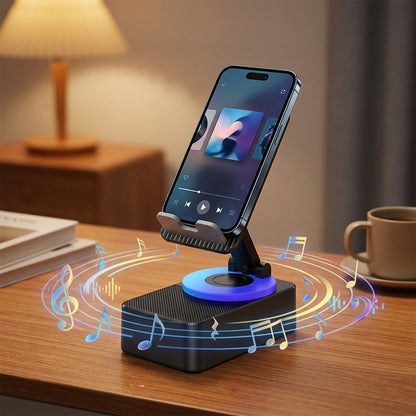 5-in-1 Wireless Bluetooth Phone Holder Speaker Stand Charger Rotating Portable