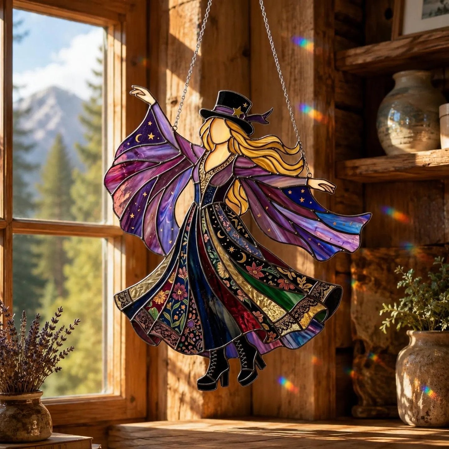 💃 Stevie Nicks 🤘 Handmade Stained Glass Spinning Suncatcher