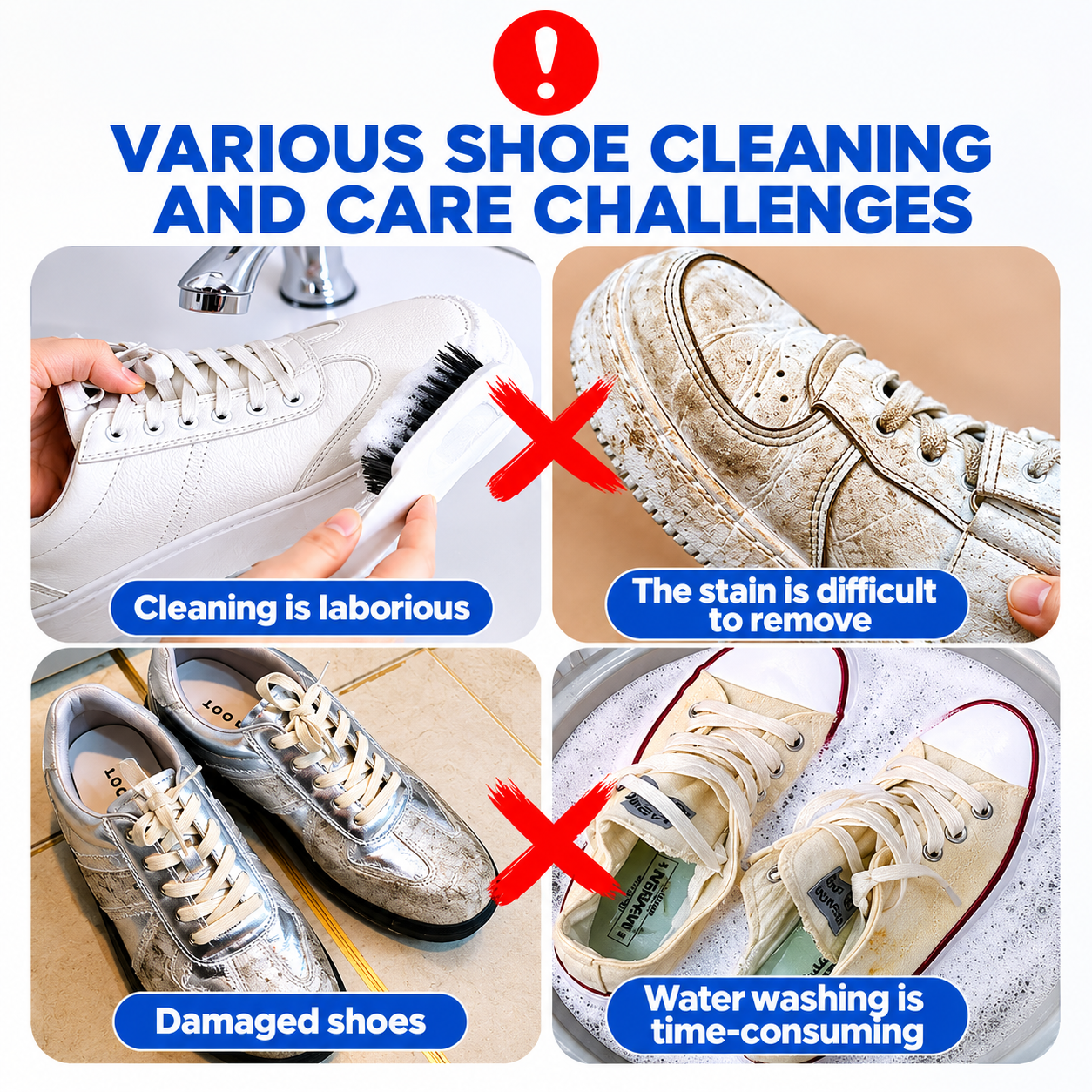 White Shoe Cleaner Cream Multipurpose No-Wash Solid Cleaner with Sponge