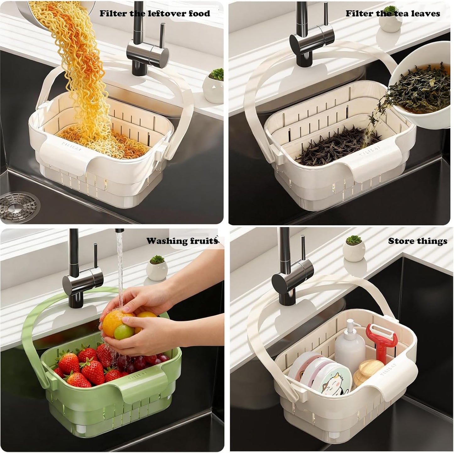 2-Pack Foldable Hanging Kitchen Sink Drain Baskets