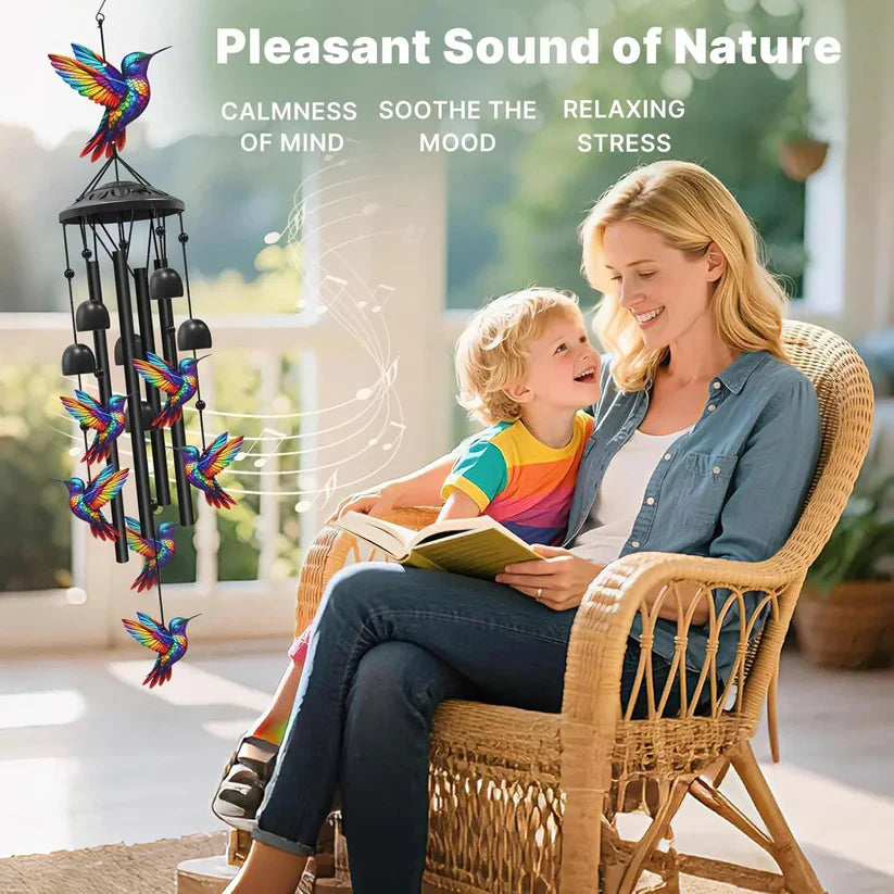 Retro Colorful Hummingbird Wind Chime