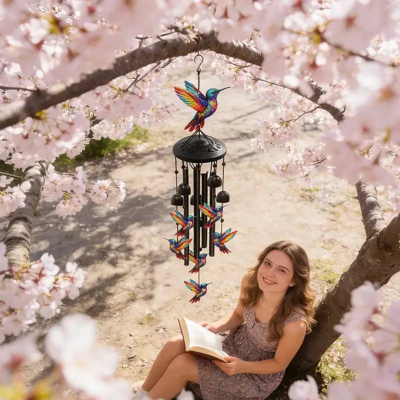Retro Colorful Hummingbird Wind Chime