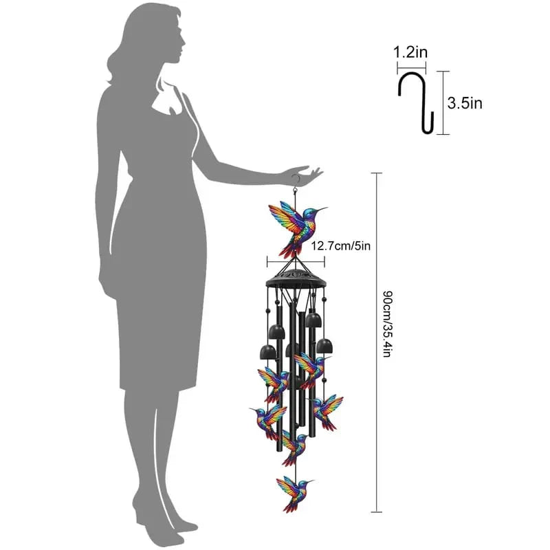 Retro Colorful Hummingbird Wind Chime
