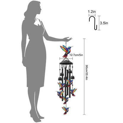 Retro Colorful Hummingbird Wind Chime